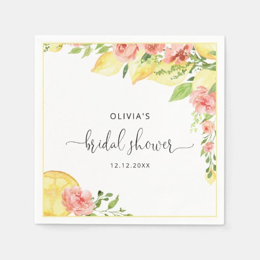 Elegant Lemons Greenery Brautparty Napkins Serviette (Vorderseite)