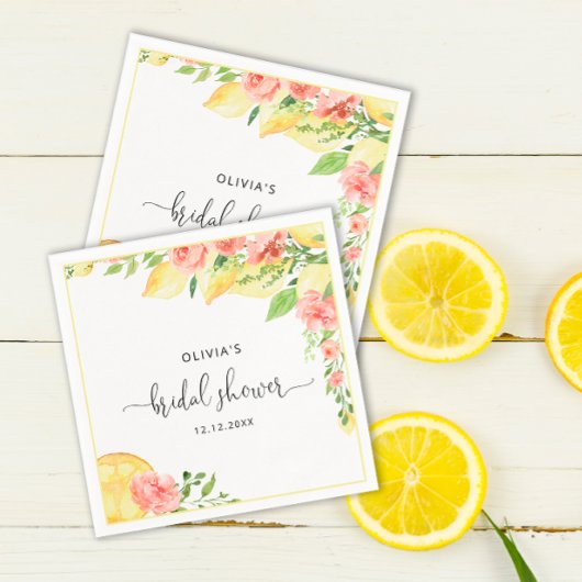 Elegant Lemons Greenery Brautparty Napkins Serviette