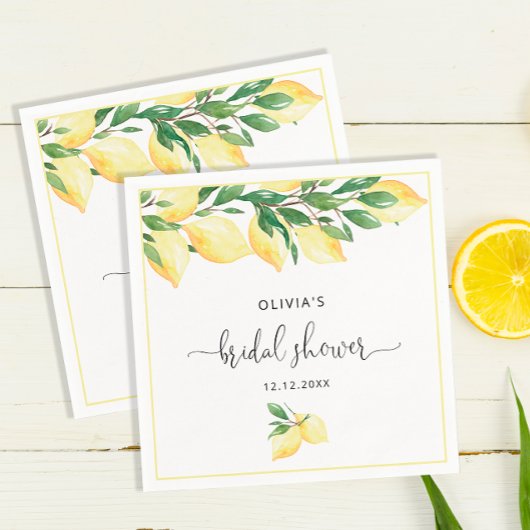 Elegant Lemons Greenery Brautparty Napkins Serviette