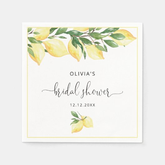 Elegant Lemons Greenery Brautparty Napkins Serviette (Vorderseite)