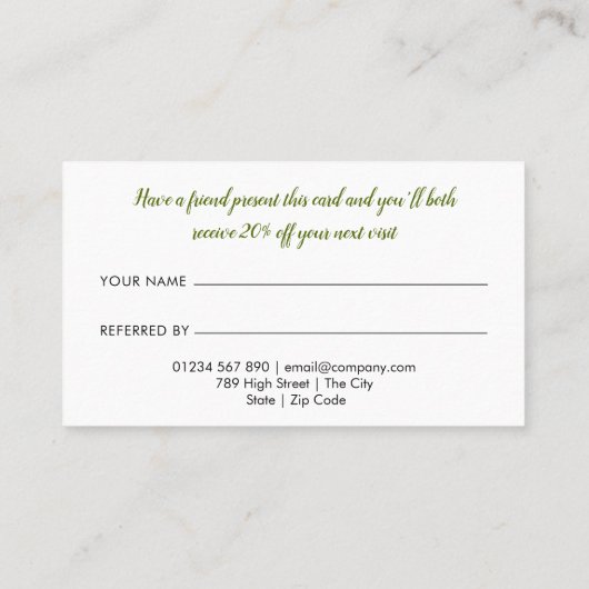 Elegant Lemons Greenery Empfehlungskarte (Rückseite)