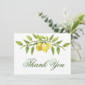 Elegant Lemons Greenery Watercolor Dankeskarte (Stehend Vorderseite)