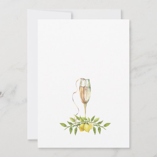 Elegant Lemons Wasserfarbengrün BRUNCH & BUBBLY Einladung (Rückseite)