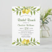 Elegant Lemons Watercolor Greenery BRIDAL BRUNCH Einladung (Stehend Vorderseite)