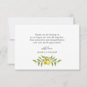 Elegant Lemons Watercolor Grüne Hochzeit Dankeskarte (Rückseite)