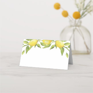 Elegant Lemons Watercolor Grüne Hochzeit Platzkarte
