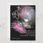 Elegant Lens Flare Silver Sparkle Script Wedding I Einladung (Vorderseite)