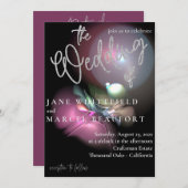 Elegant Lens Flare Silver Sparkle Script Wedding I Einladung (Vorne/Hinten)