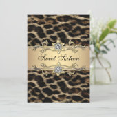 Elegant Leopard 16 . Geburtstag Geburtstagsparty Einladung (Stehend Vorderseite)