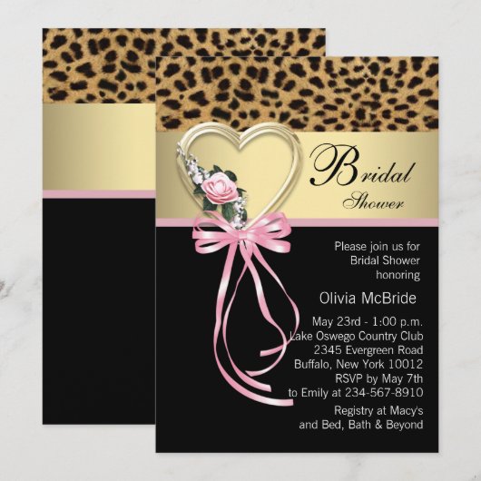 Elegant Leopard Bridal Dusche Einladungen (Vorne/Hinten)