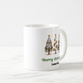 Elegant leopard christmas trees custom name mug kaffeetasse (VorderseiteRechts)