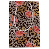 Elegant Leopard Floral Mittlere Geschenktüte (Vorderseite)