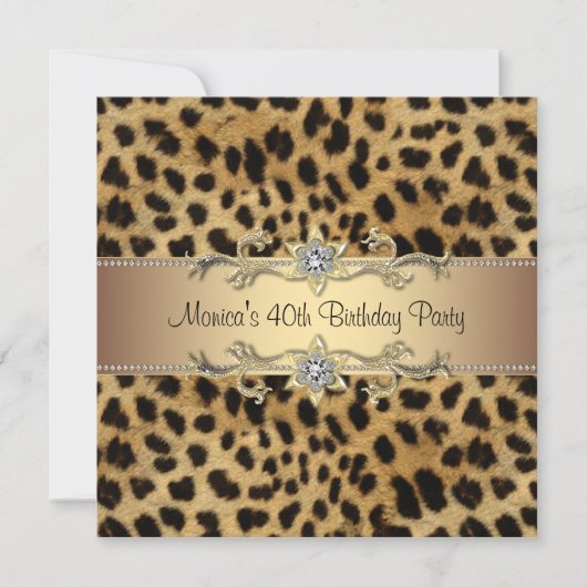 Elegant Leopard Geburtstagsparty Einladung (Vorderseite)