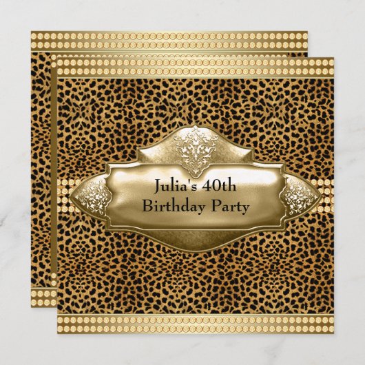 Elegant Leopard Geburtstagsparty Einladungen (Vorne/Hinten)