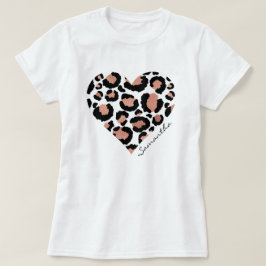 Elegant Leopard Herzname T-Shirt