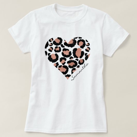 Elegant Leopard Herzname T-Shirt (Design vorne)