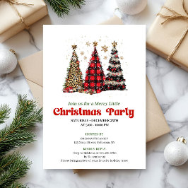 Elegant leopard print Christmas tree holiday card Einladung
