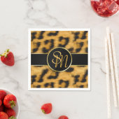 Elegant Leopard Print Monogram Script Paper Napkin Serviette (Beispiel)