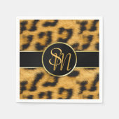 Elegant Leopard Print Monogram Script Paper Napkin Serviette (Vorderseite)