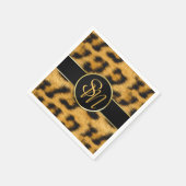 Elegant Leopard Print Monogram Script Paper Napkin Serviette (Ecke)