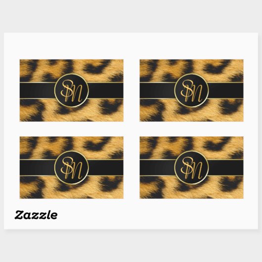 Elegant Leopard Print Monogram Script - Sticker (Blatt)
