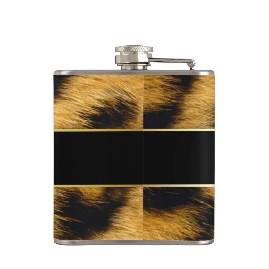 Elegant Leopard Print Monogram Script Vinyl Flask Flachmann (Rückseite)