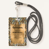Elegant Leopard Quinceañera Einladung VIP Pass Ausweis (Rückseite mit Schlüsselband)