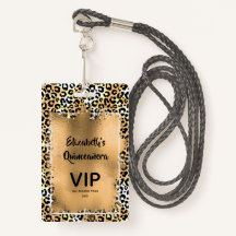 Elegant Leopard Quinceañera Einladung VIP Pass