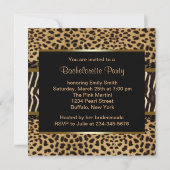 Elegant Leopard Zebra Junggeselinnen-Abschied Einladung (Rückseite)