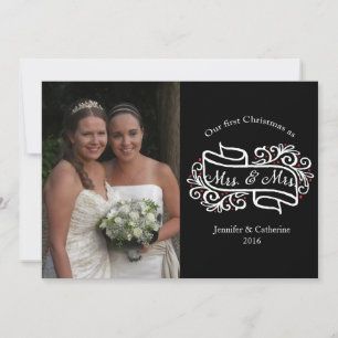 Elegant Lesbian Newlyweds Christmas Feiertagskarte