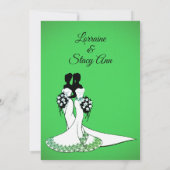 Elegant Lesbian Wedding Green Einladung (Rückseite)
