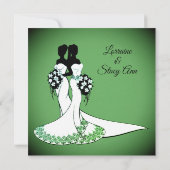 Elegant Lesbian Wedding Invitation Emerald Einladung (Rückseite)