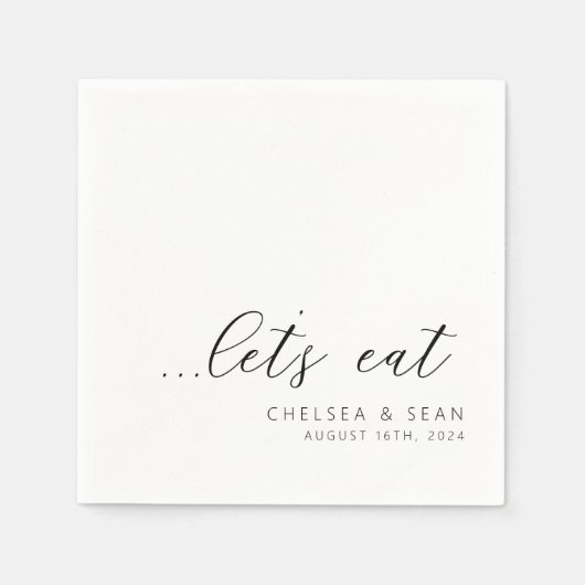 Elegant Let's Eat Wedding Reception Serviette (Vorderseite)