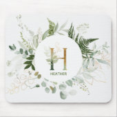 Elegant Letter H Greenery Wreath Mouse Pad Mousepad (Vorne)