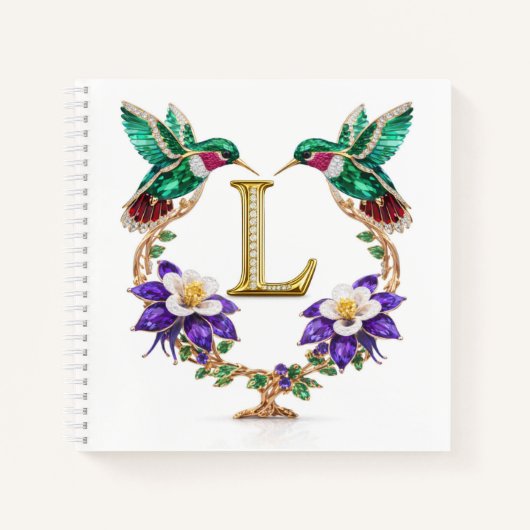 Elegant Letter L Wedding Planner Hummingbird Notizblock (Vorderseite)