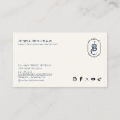Elegant Lettering Monogram Logo Blue/Ivory Visitenkarte (Rückseite)