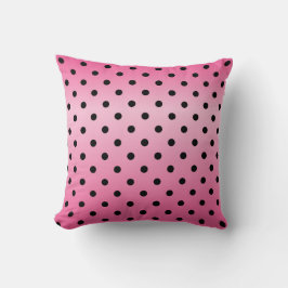 Elegant leuchtende rosa und schwarze Polka-Punkte Kissen
