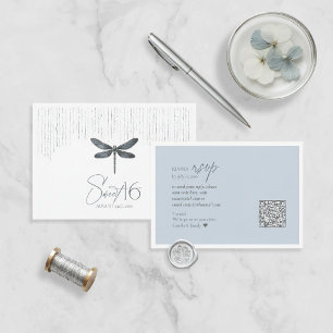 Elegant Libelle Sweet 16 Dusty Blue ID1310 RSVP Karte