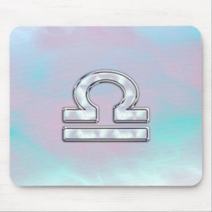 Elegant Libra Zodiac Sign Mother of Pearl Style Mousepad