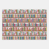 Elegant Library Bookshelf Pattern Wrapping Paper Geschenkpapier Set (Vorderseite 2)
