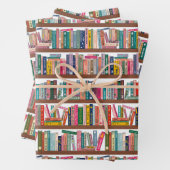 Elegant Library Bookshelf Pattern Wrapping Paper Geschenkpapier Set (Beispiel)