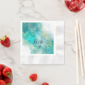 Elegant Light Blue and Gold Wedding Napkins Serviette (Beispiel)