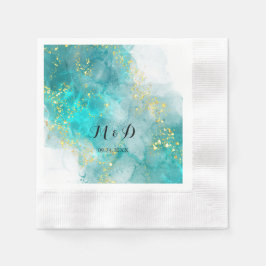 Elegant Light Blue and Gold Wedding Napkins Serviette
