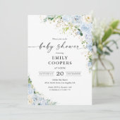 Elegant Light Blue Baby Shower Invitation Einladung (Stehend Vorderseite)