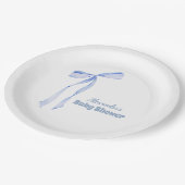 Elegant Light Blue Bow Boy Shower Pappteller (Schrägansicht)