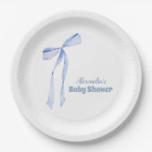 Elegant Light Blue Bow Boy Shower Pappteller (Vorderseite)