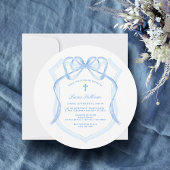 Elegant Light Blue Bow Wappen Taufe Einladung