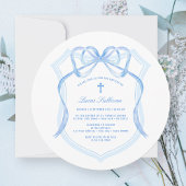 Elegant Light Blue Bow Wappen Taufe Einladung