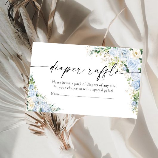 Elegant Light Blue Diaper Raffle  Enclosur Begleitkarte