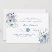 Elegant Light Blue Floral Einladung (Rückseite)